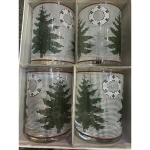 Lenox Christmas Tree and Wreath Rocks/Whisky Glasses Set of 4 Retro Barware